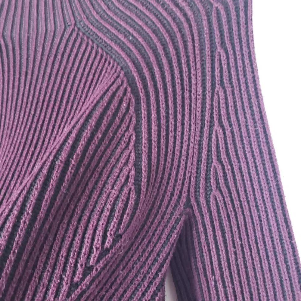 Athleta Rockland Cable Knit Sweater S Auberge Black‎ Purple Chunky